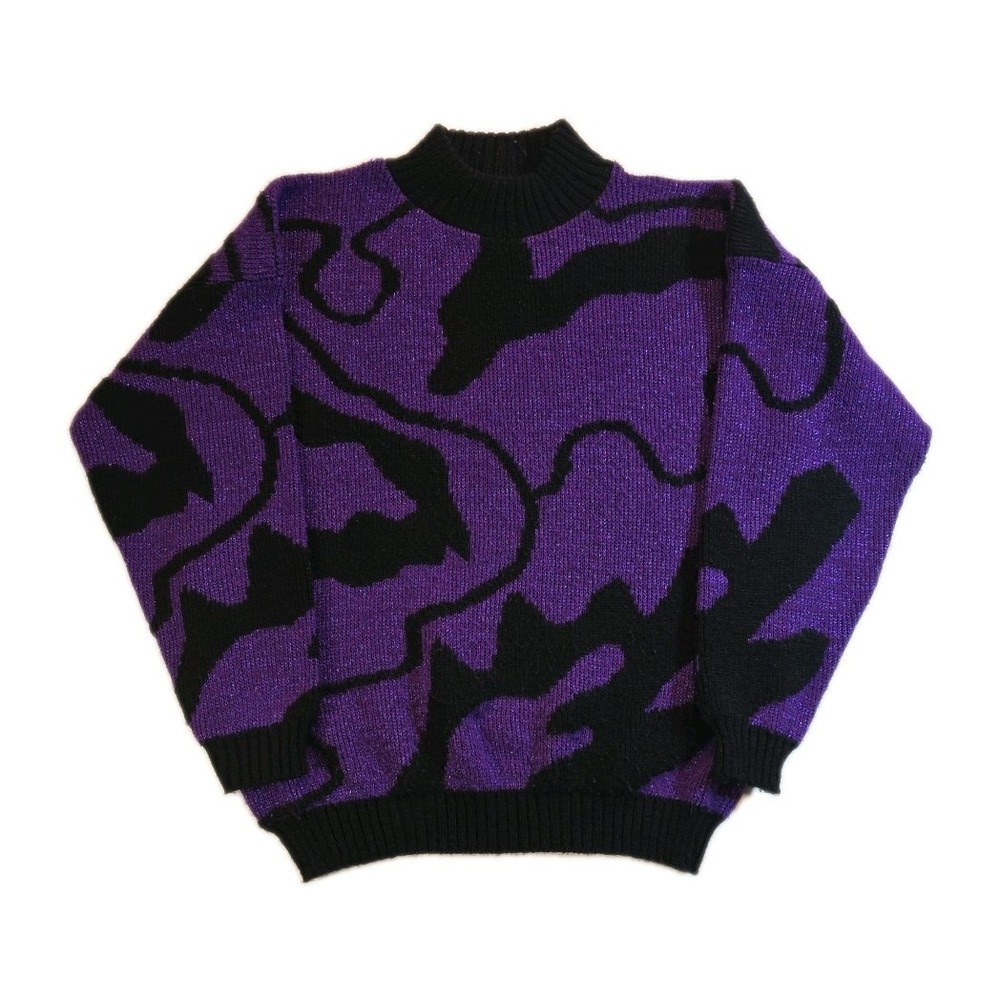 Vintage Rose Purple Glittery Swirl Sweater